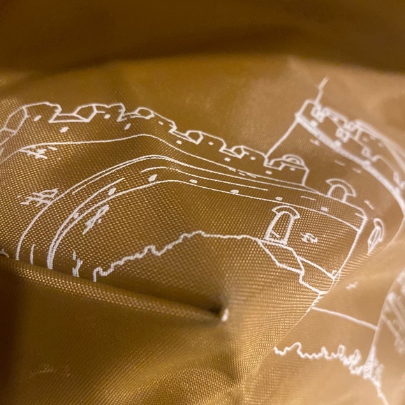 SOLD - LONGCHAMP MUSTARD GOLD GREAT WALL CITY LMTD CHINA Tote RARE LUX Lrg - Picture 16 of 16